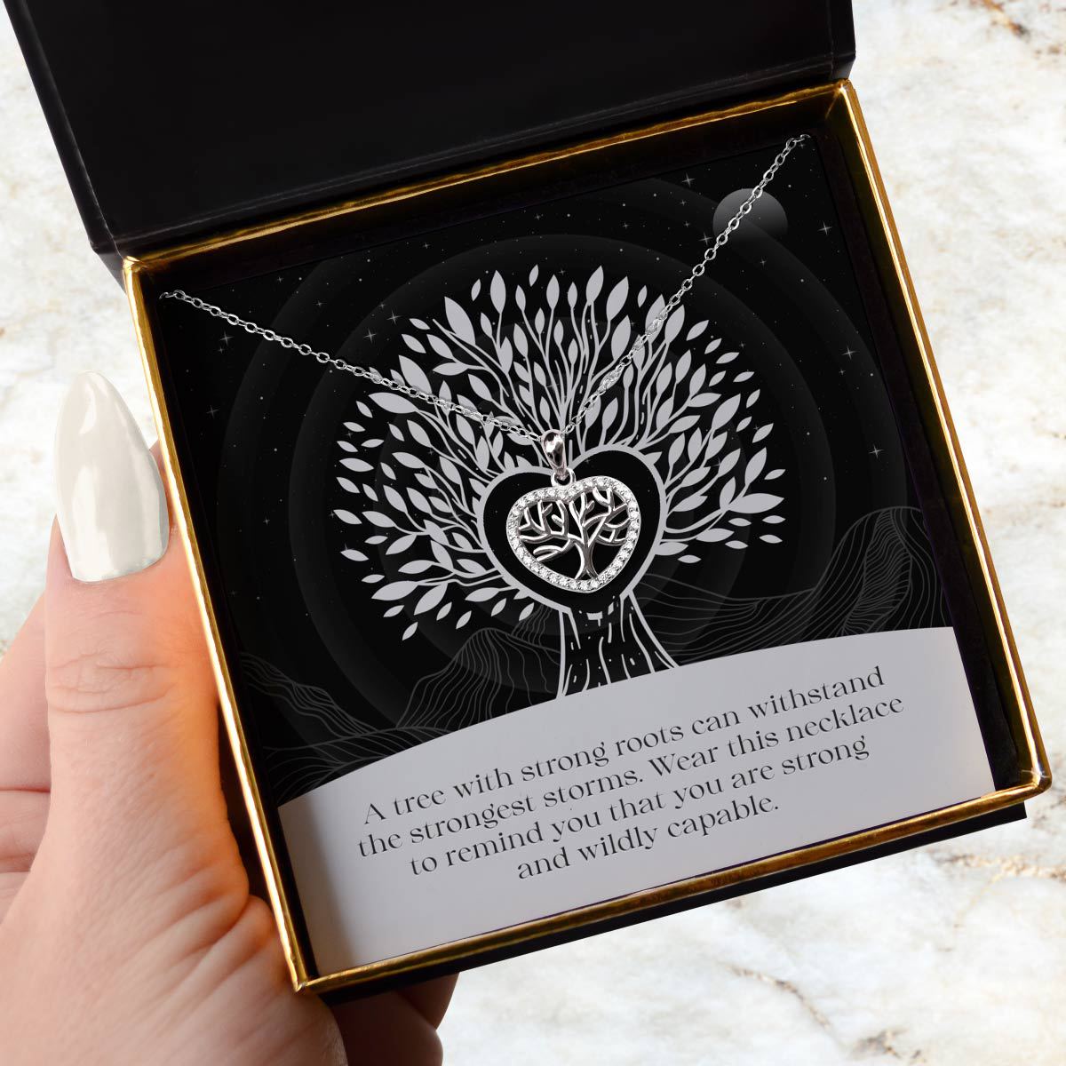 Strong Roots - Tree Of Life Mini Heart Pendant Necklace Gift Set
