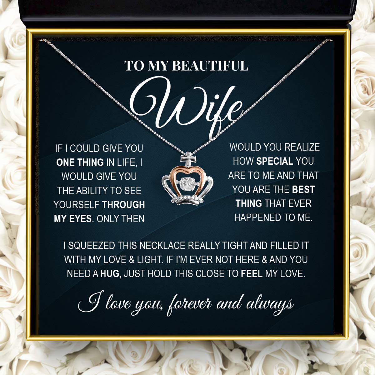 To My Beautiful Wife, If I Could Give You One Thing - Luxe Crown Necklace Gift Set