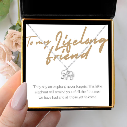 To My Lifelong Friend - Mini Elephant Necklace Gift Set