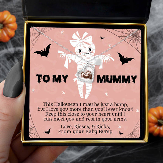 To My Mummy, This Halloween - Baby Feet Heart Necklace Gift Set