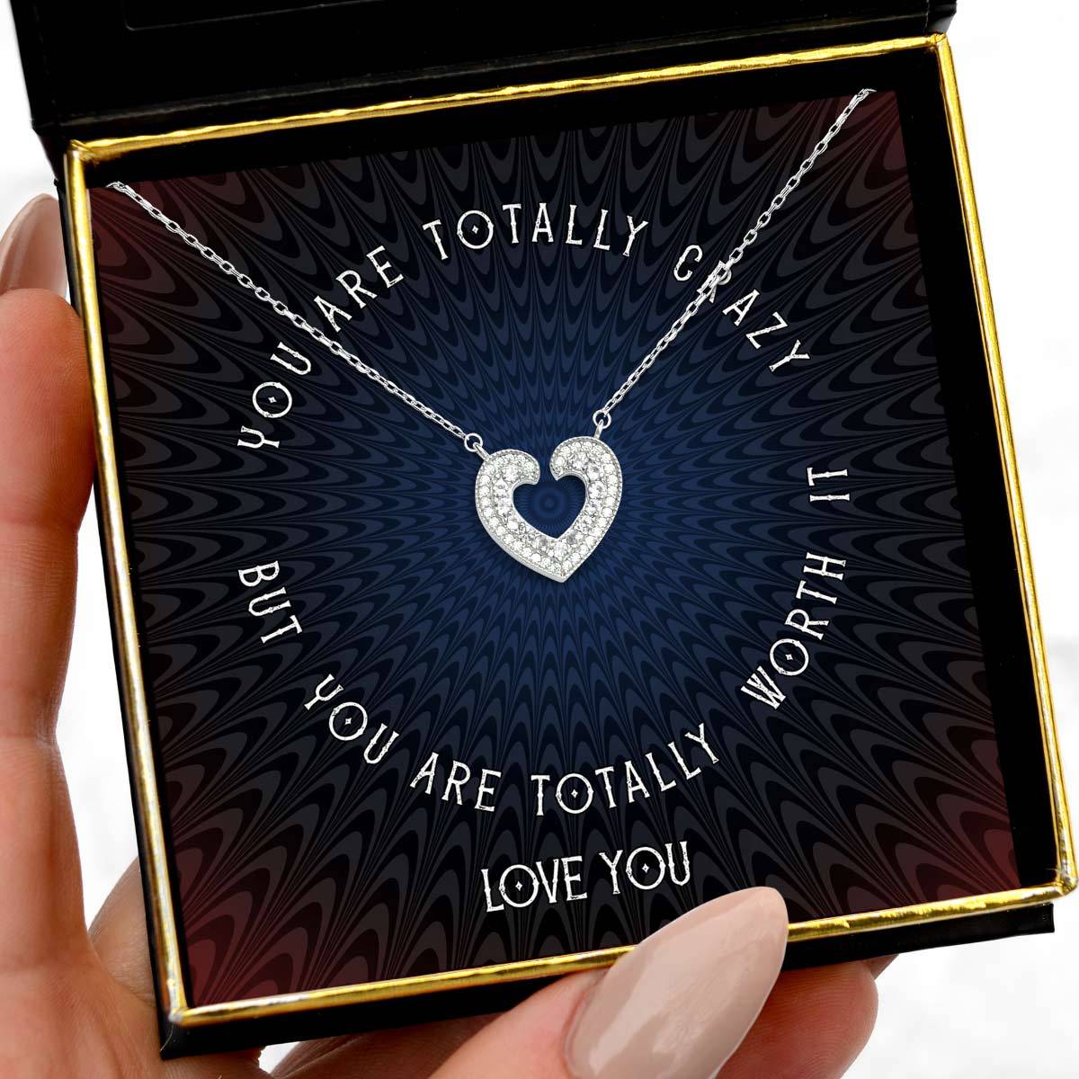 Totally Crazy (Circle Version) - Sterling Silver Open Heart Necklace Gift Set