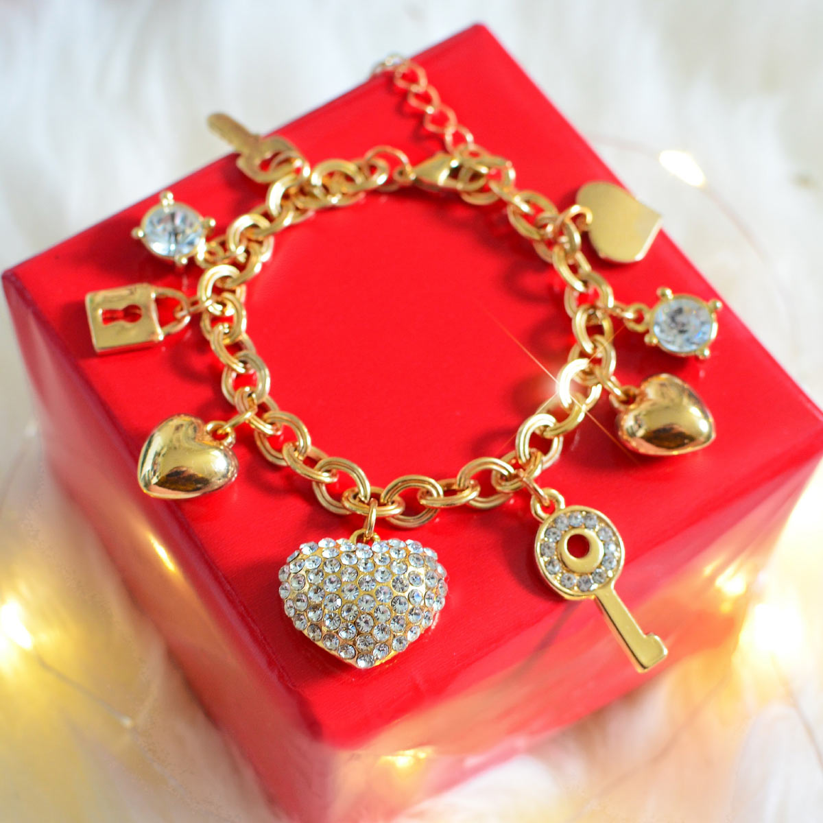 Love Locked Gold Charm Bracelet