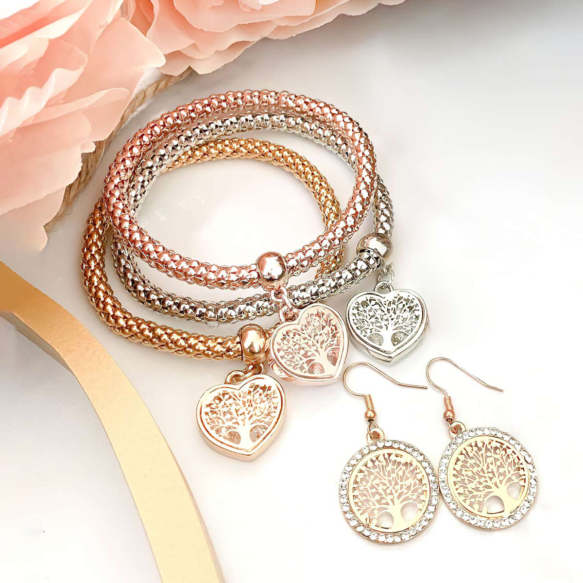 Tree of Life Heart Edition Charm Bracelet With Free Matching Earrings ($30 Value)