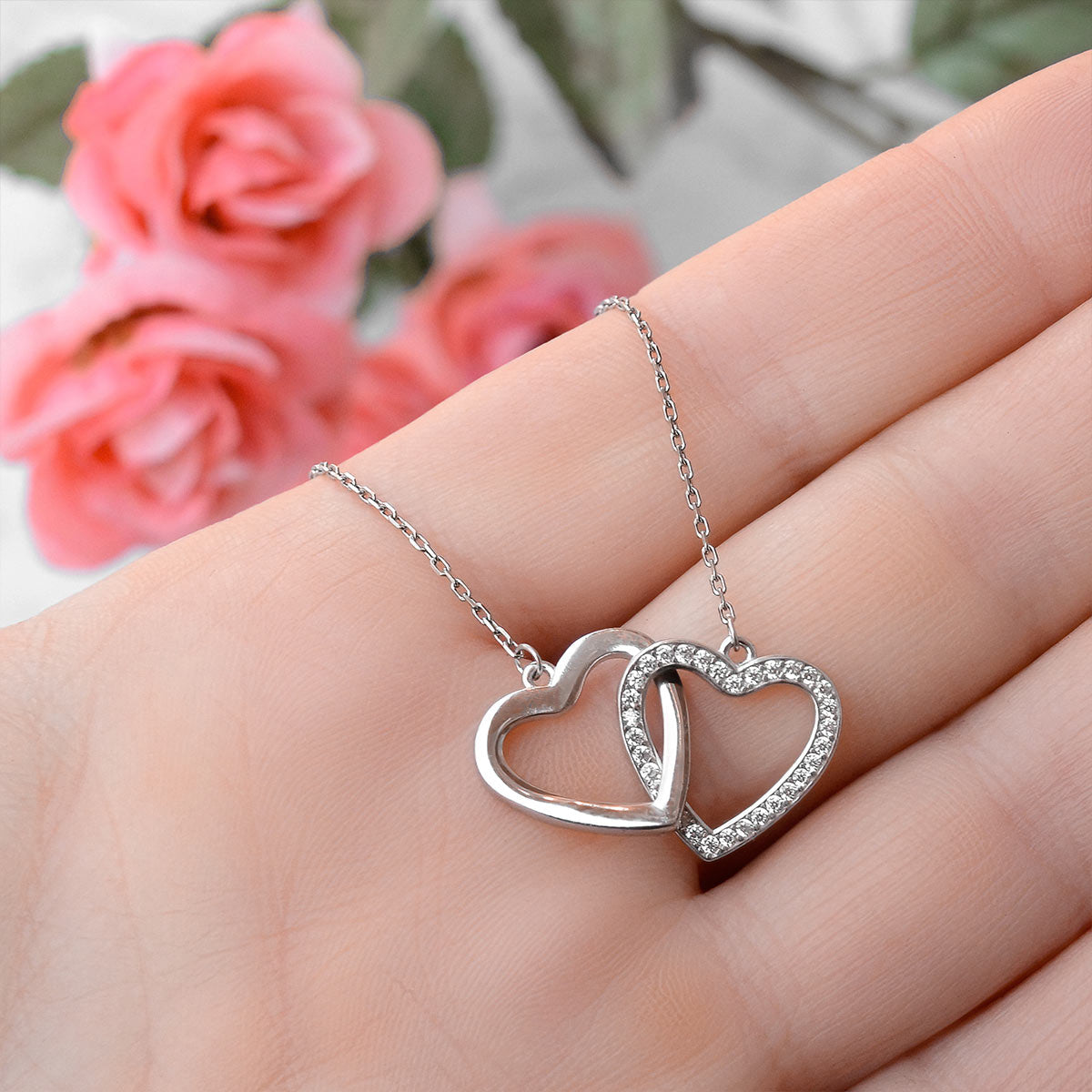 Work Bestie Noun - Sterling Silver Joined Hearts Necklace Gift Set