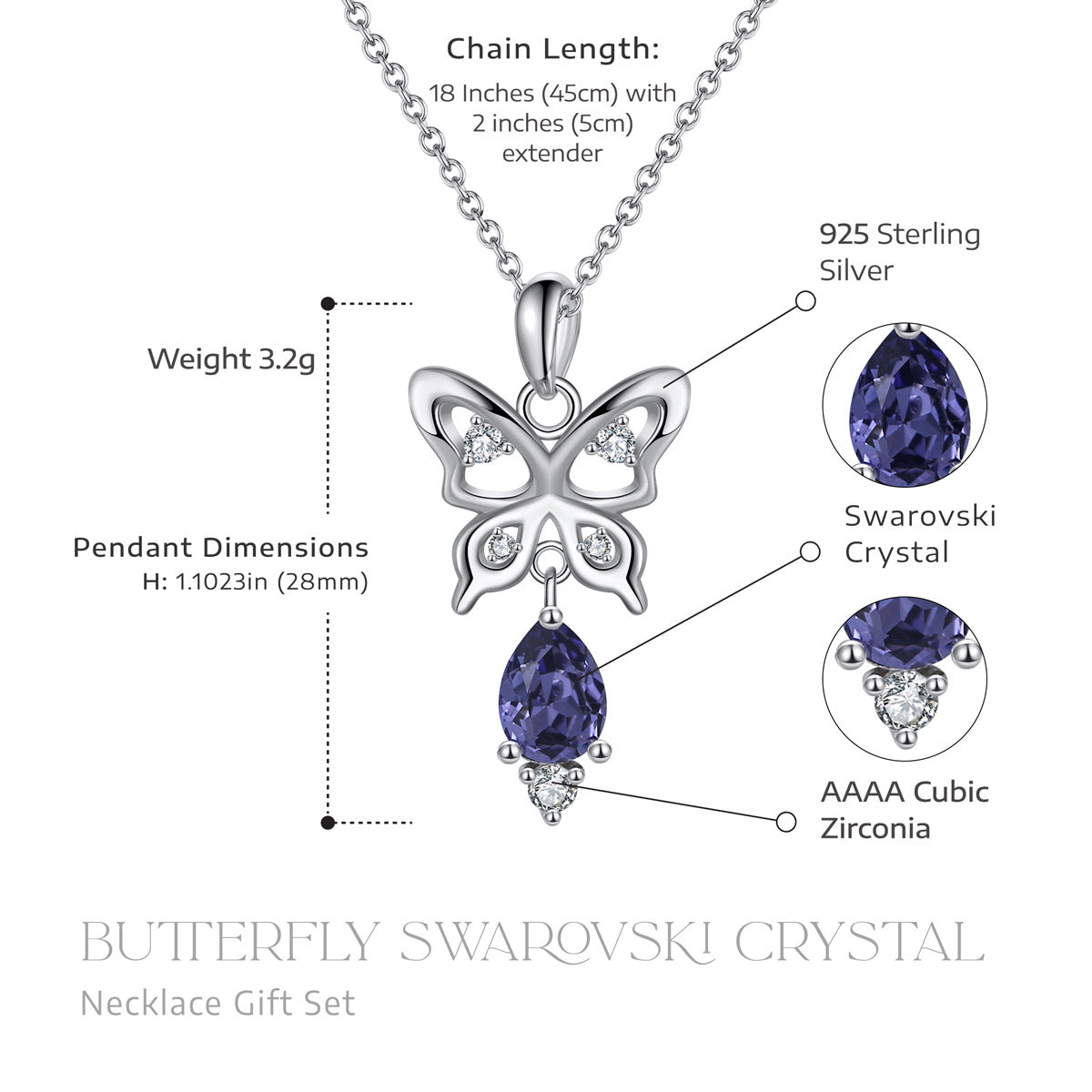 Swarovski Crystal Spirit Animal Butterfly Necklace Gift Set