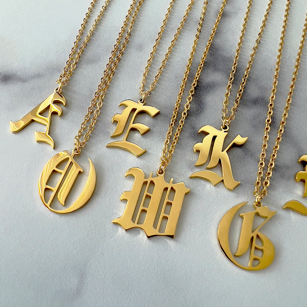 Sacred Script Golden Initial Pendant Necklace