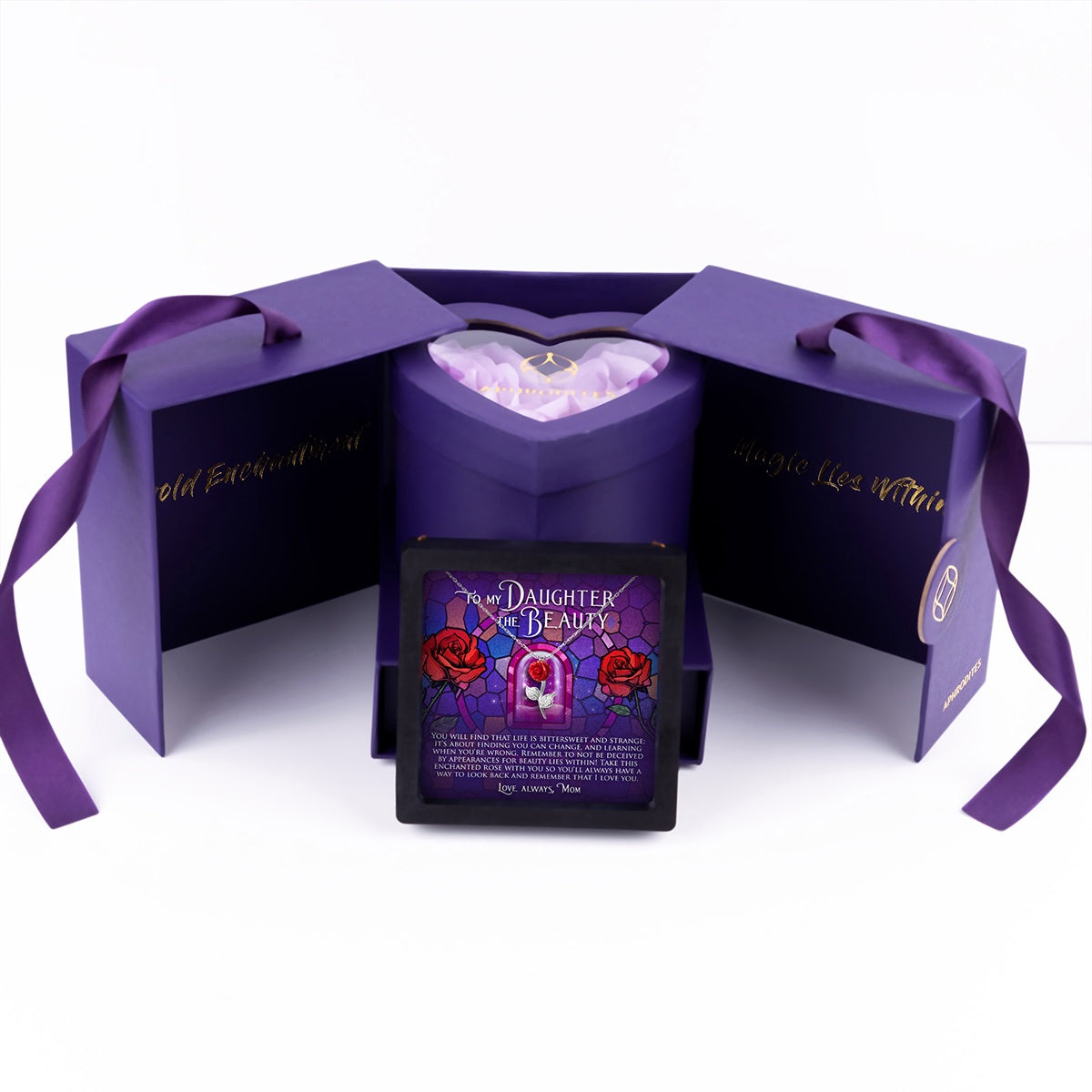 Enchantment Gift Box - To My Daughter the Beauty - Red Rose Necklace Gift Set