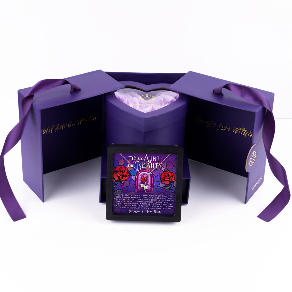 Enchantment Gift Box - To My Aunt the Beauty - Red Rose Necklace Gift Set