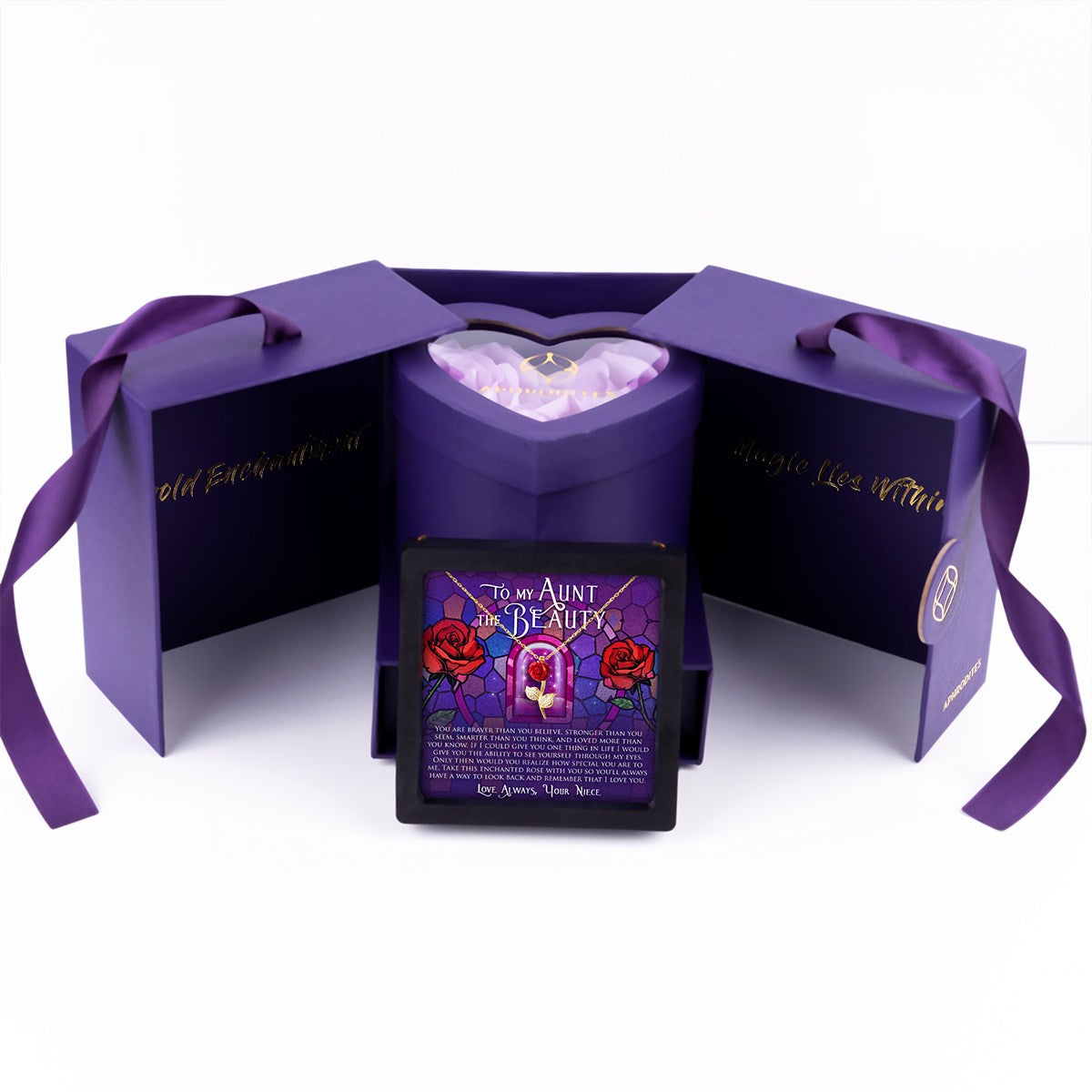 Enchantment Gift Box - To My Aunt the Beauty - Red Rose Necklace Gift Set