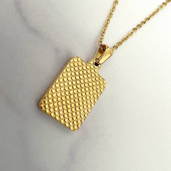 Golden Goddess Rectangle Initial Pendant Necklace