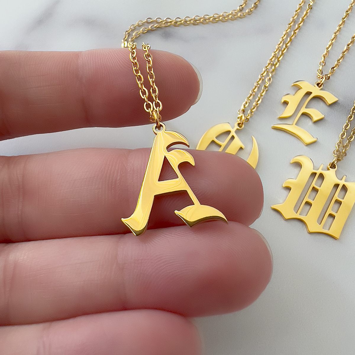 Sacred Script Golden Initial Pendant Necklace