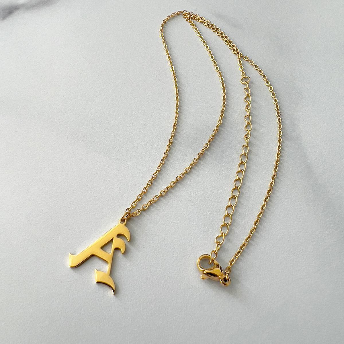 Sacred Script Golden Initial Pendant Necklace