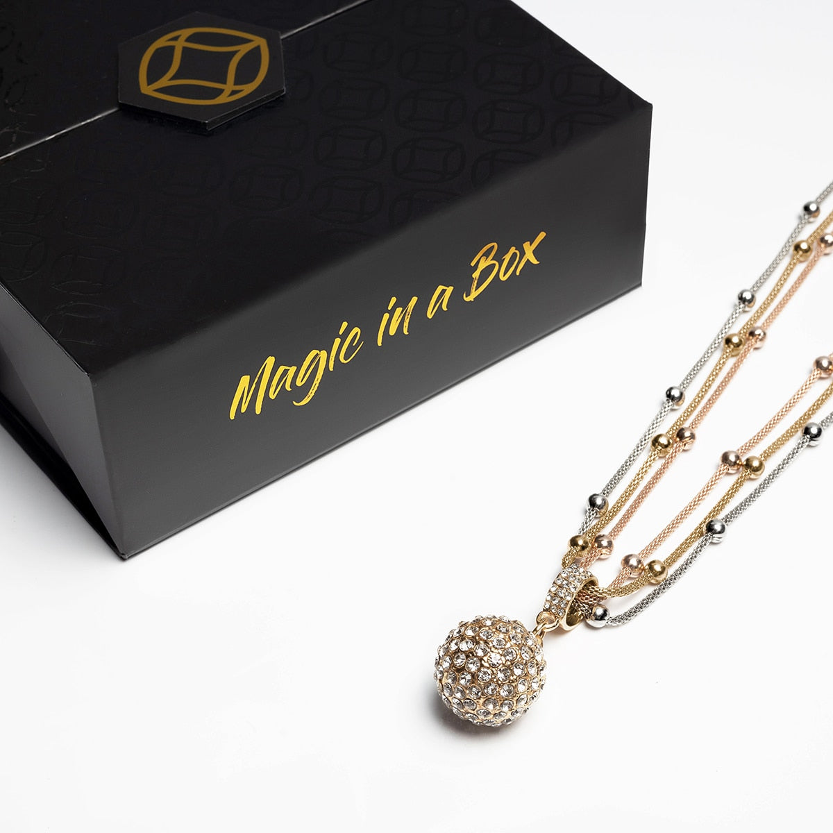 Magic in a Box - 3 Gold Ball Pendant Necklace Gift Set