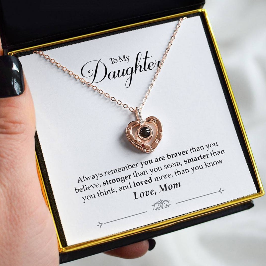 To My Daughter, Love Mom - Hidden Love Heart Edition Rose Gold Necklace Gift Set