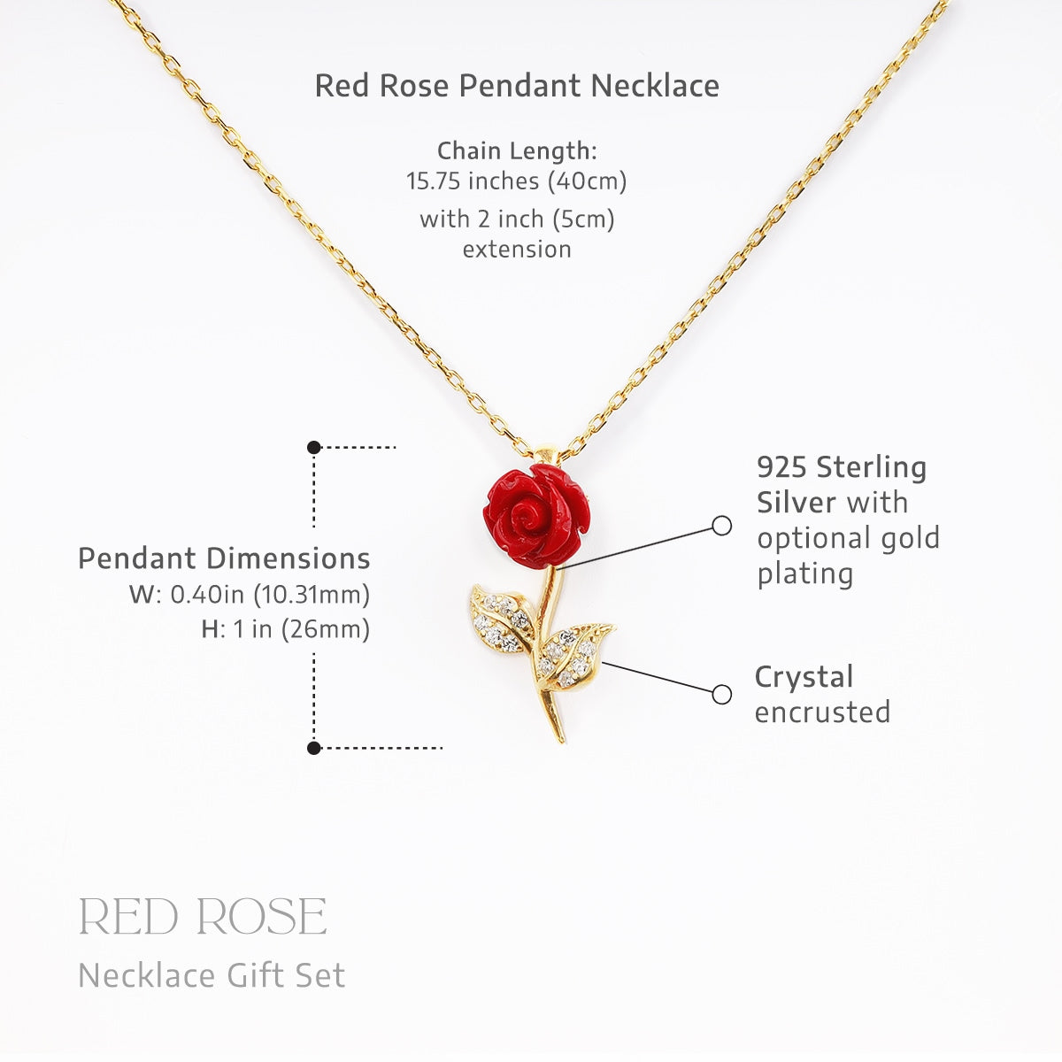 To My Wife the Beauty, From Your Beast - Red Rose Necklace Gift Set