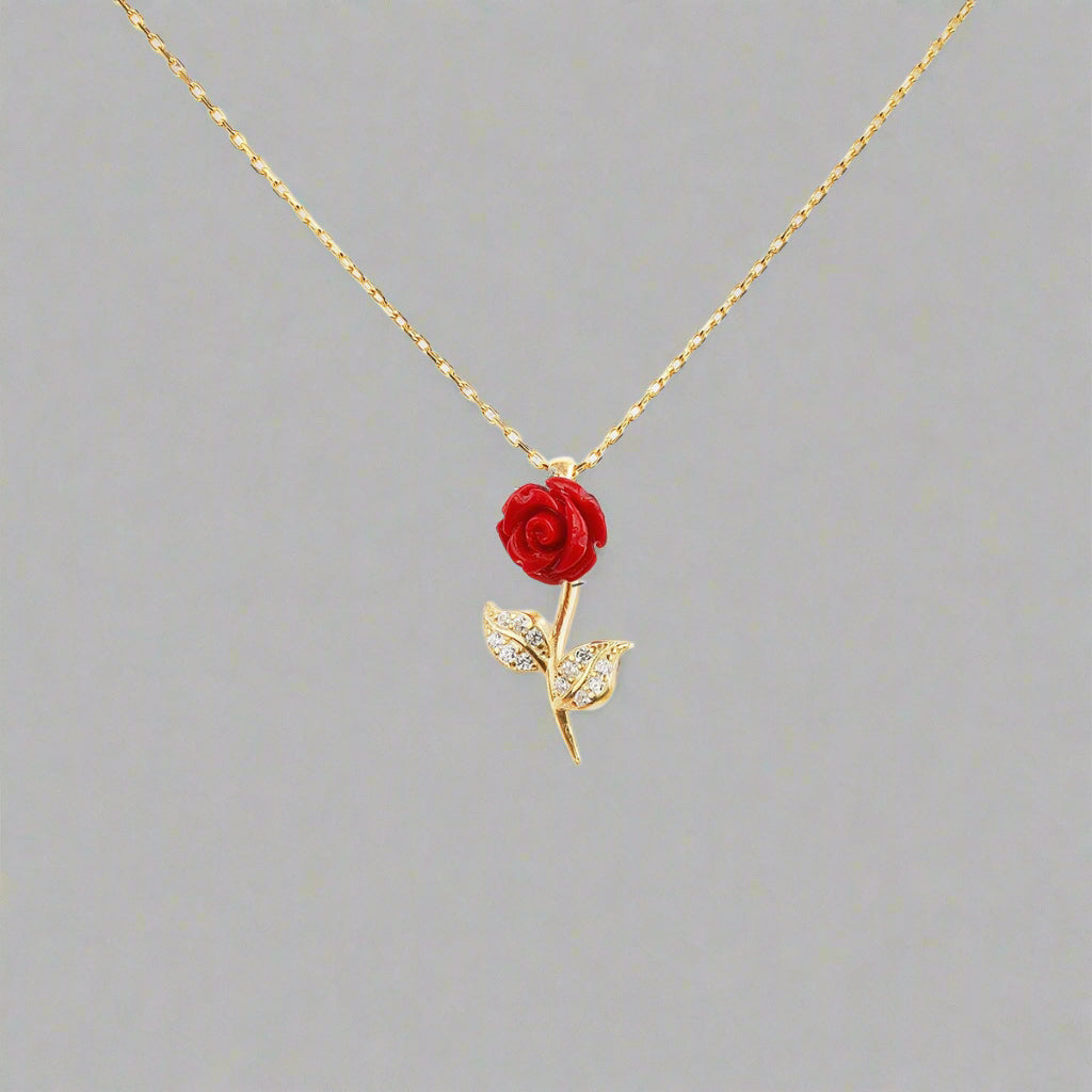 Beautiful Wife On Our Anniversary - Red Rose Necklace Gift Set