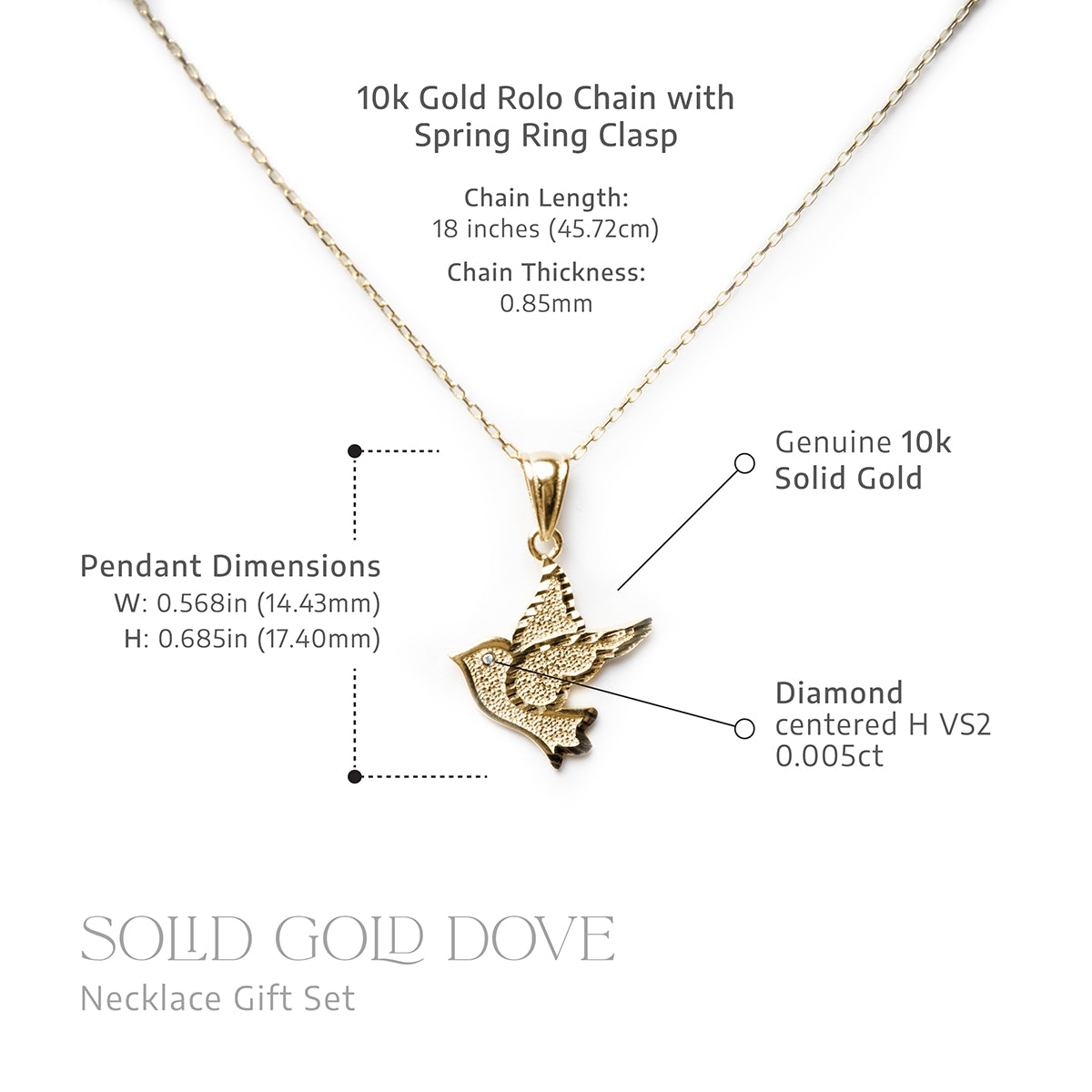 Strengthen Me - Solid Gold Dove Necklace Gift Set