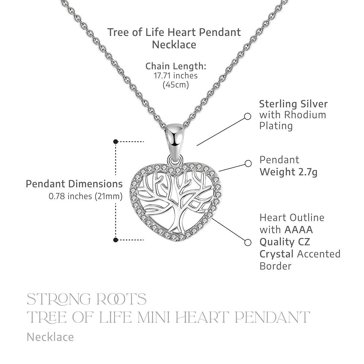 To My Niece - Strong Roots - Tree of Life Mini Heart Pendant Necklace Gift Set