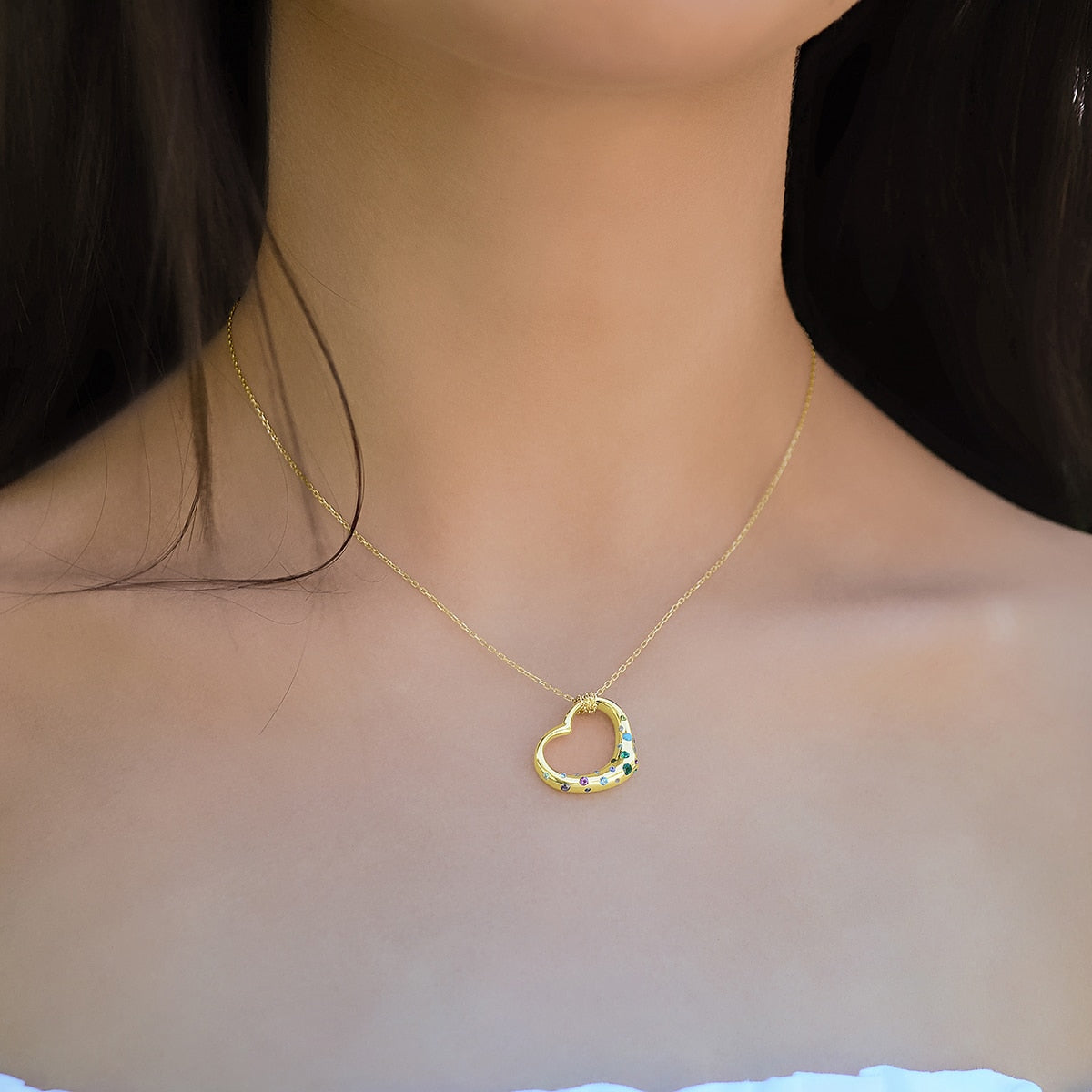 To My Daughter, Little Mermaid - Chain Wrap Gold Heart Necklace Gift Set