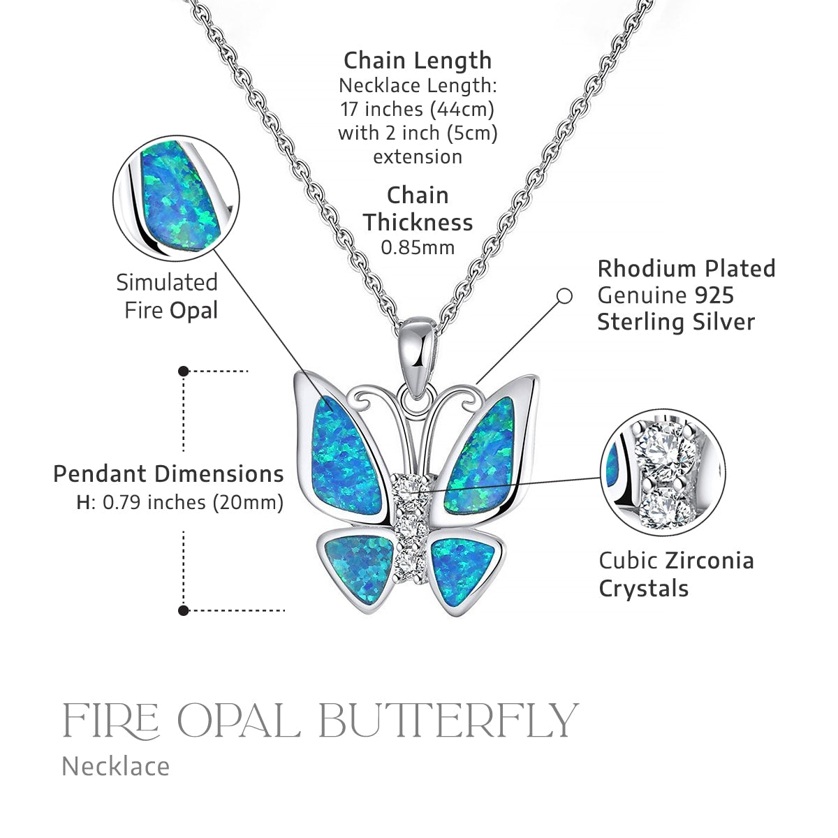 Be Like The Butterfly - Fire Opal Butterfly Necklace Gift Set