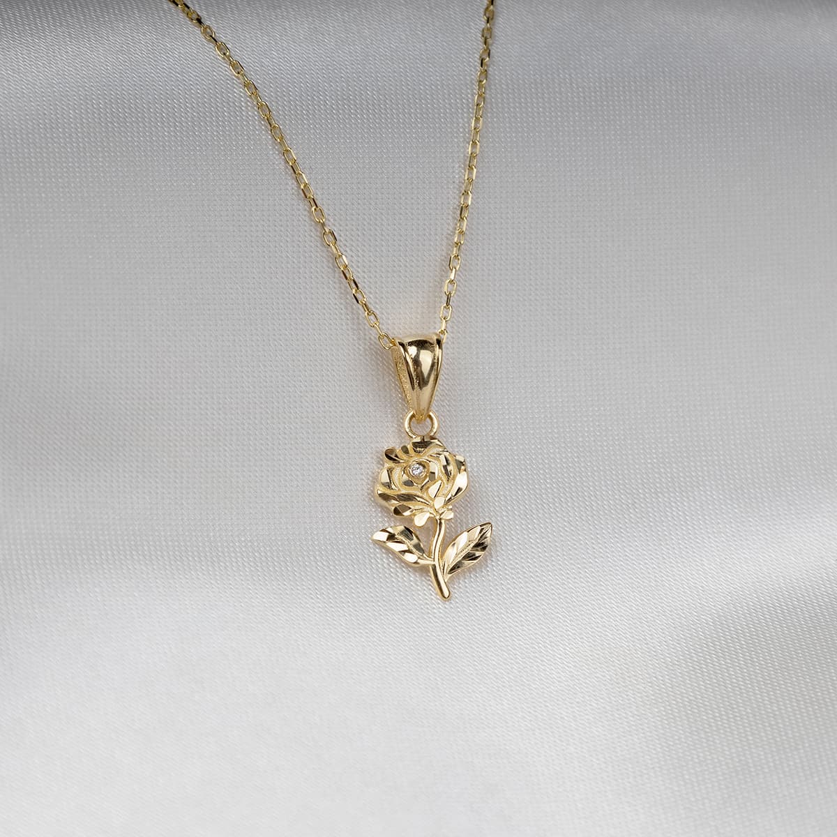 Rare and Beautiful - Solid Gold Small Rose Necklace Gift Set