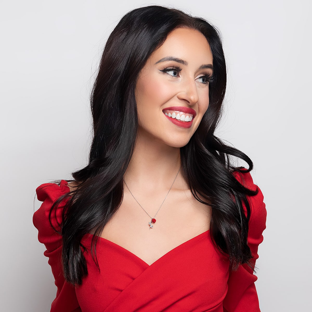 Beautiful Wife On Our Anniversary - Red Rose Necklace Gift Set