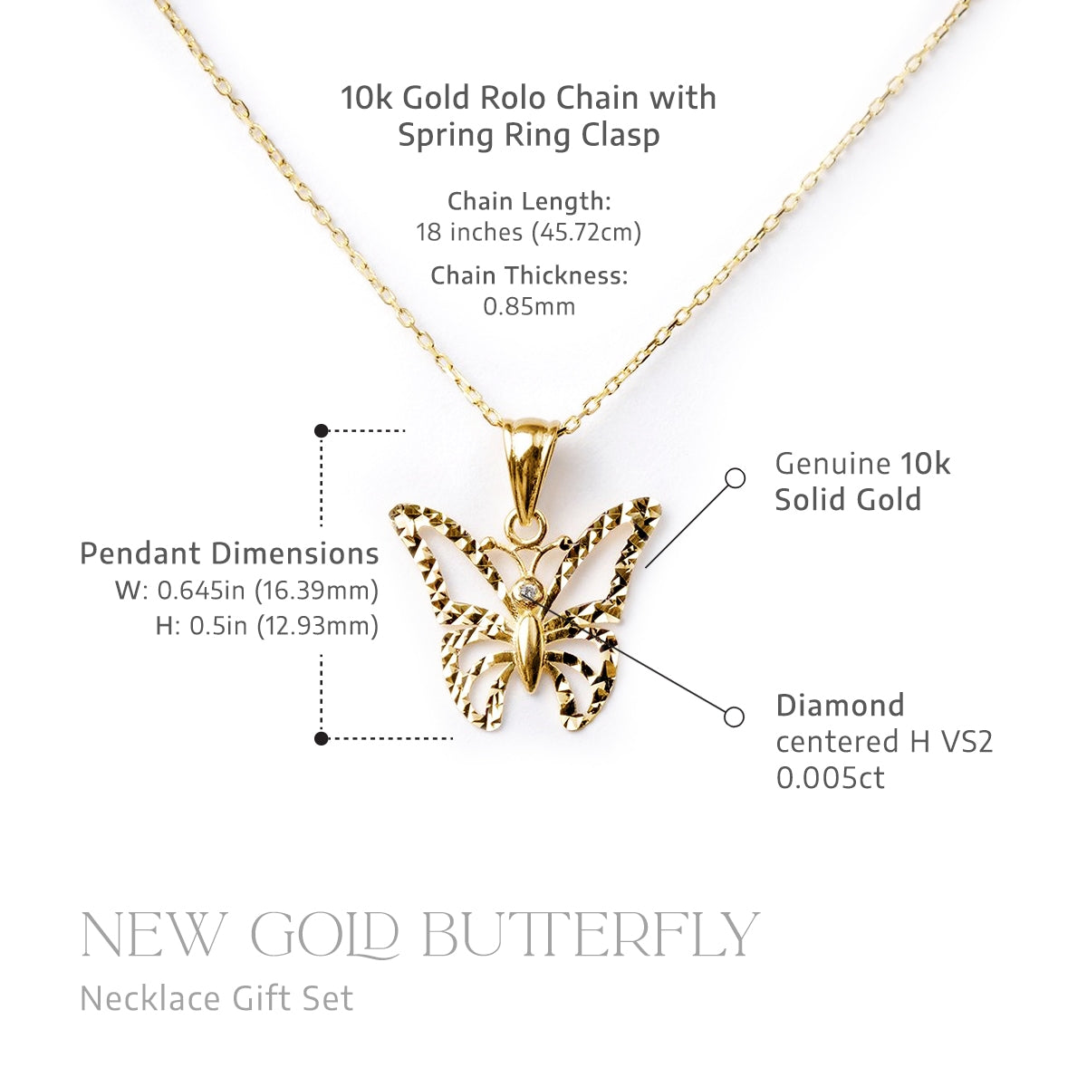 Become Something Beautiful - Solid Gold Butterfly Necklace Gift Set