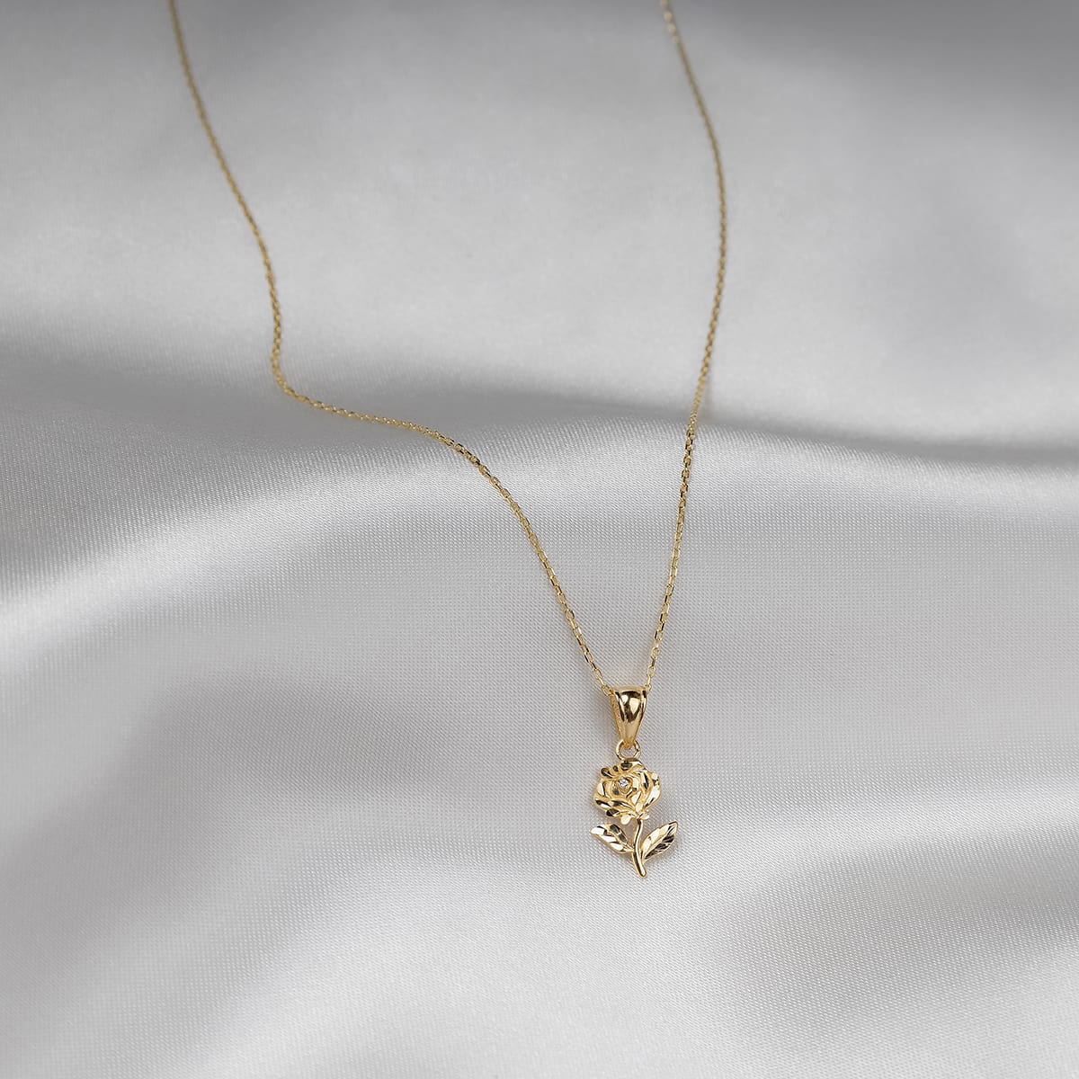 Rare and Beautiful - Solid Gold Small Rose Necklace Gift Set