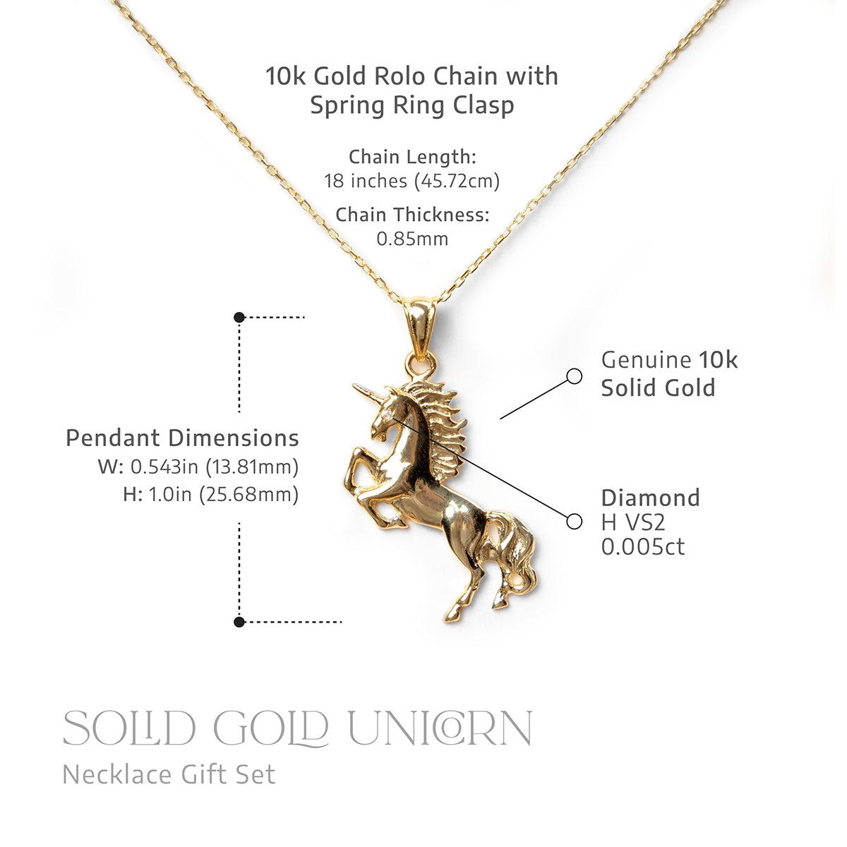 Be Like The Unicorn - Solid Gold Unicorn Necklace Gift Set