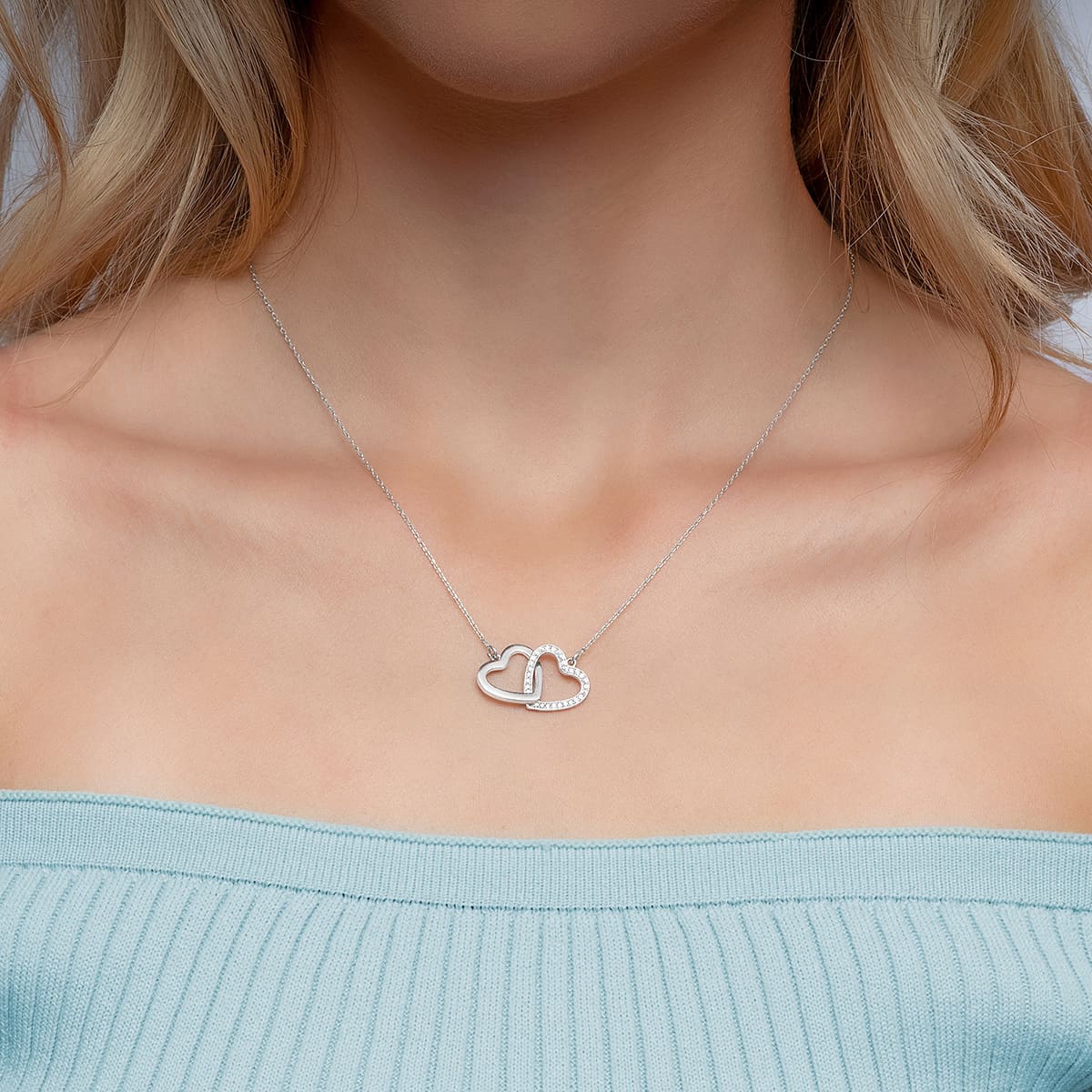 Mother Of Little Dragons - Sterling Silver Joined Hearts Necklace Gift Set