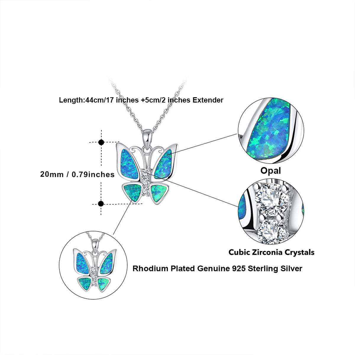 Strong Wings - Fire Opal Butterfly Necklace Gift Set
