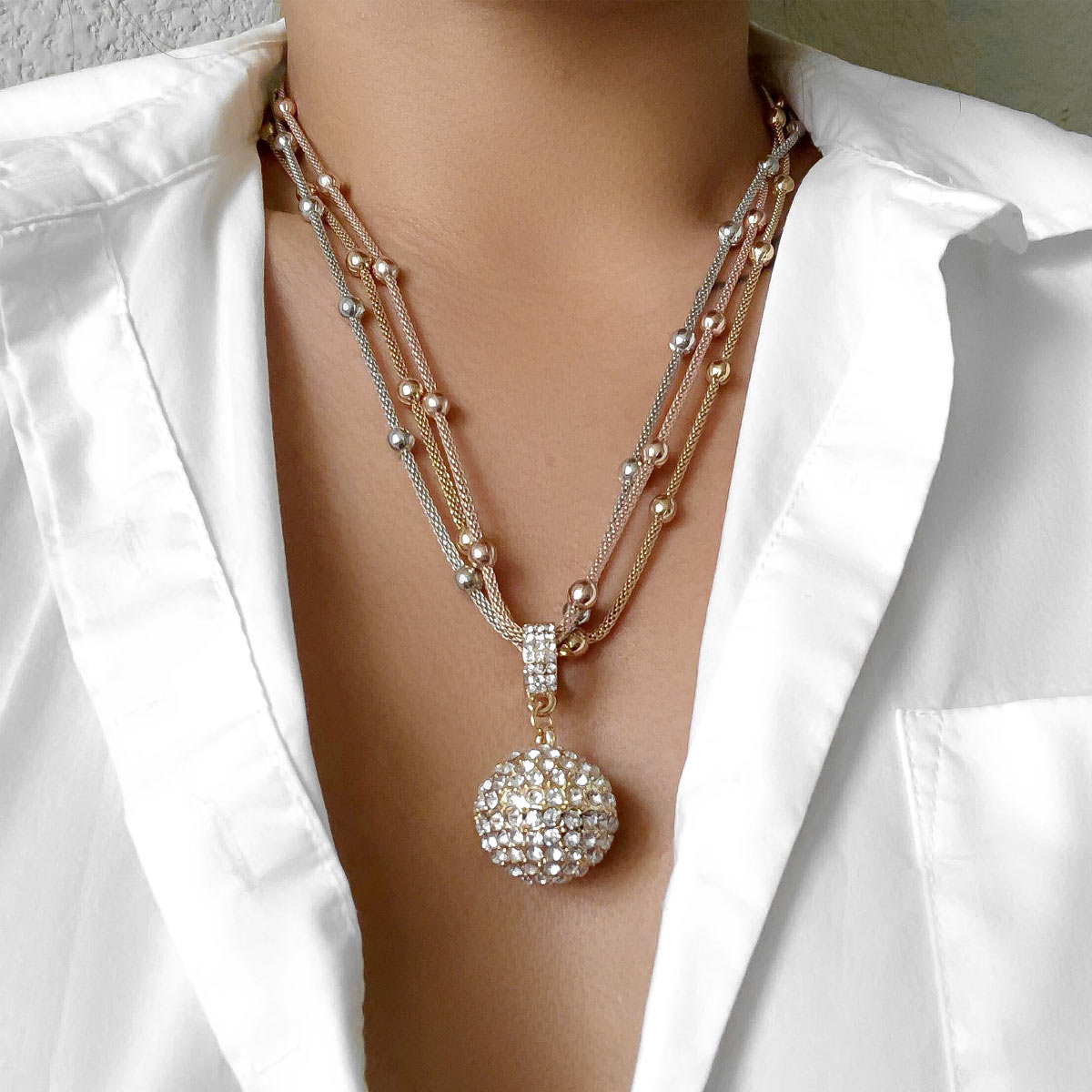 Gold Ball Pendant Necklace