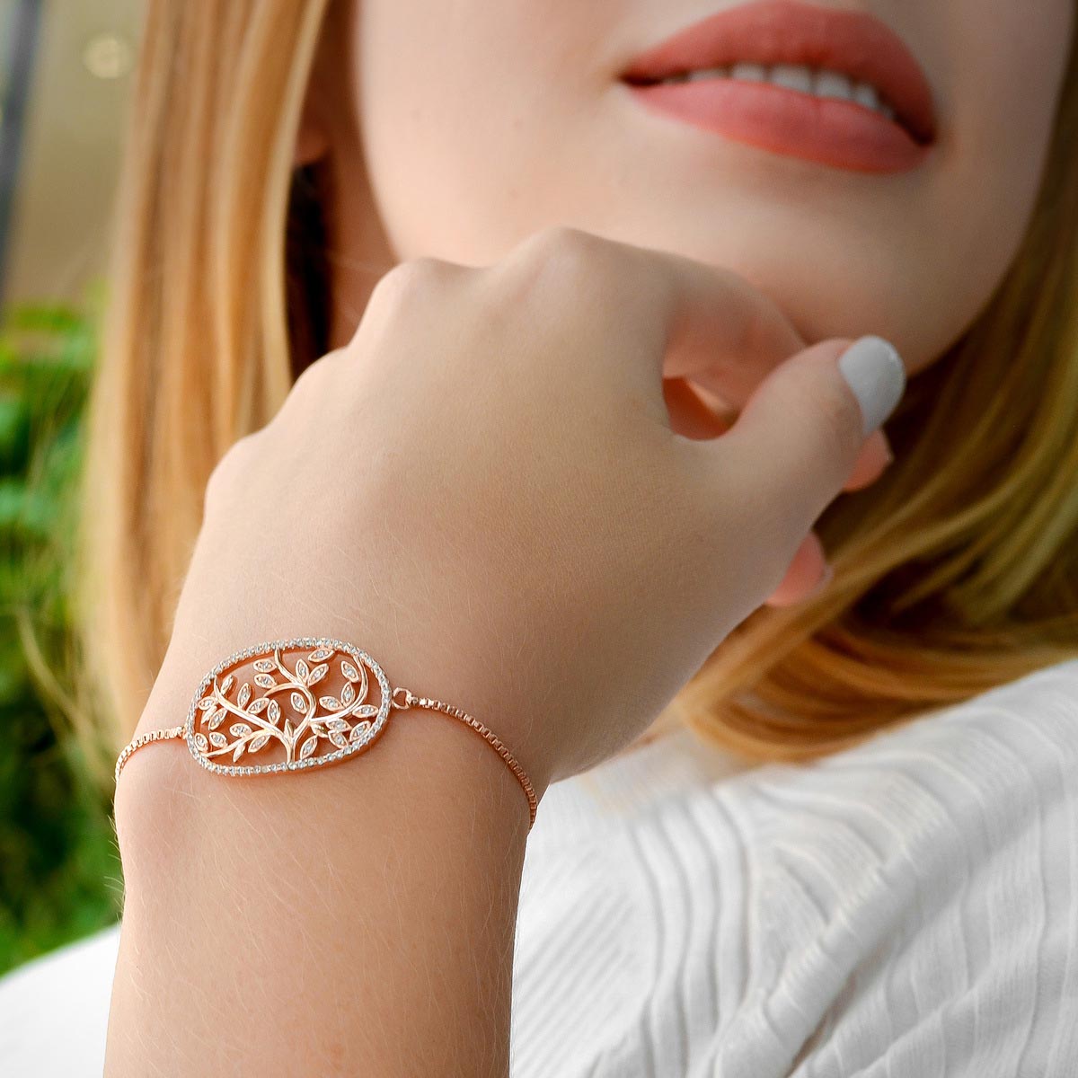 Tree of Life Window Box - Tree of Life Rose Gold Oval Slider Bracelet