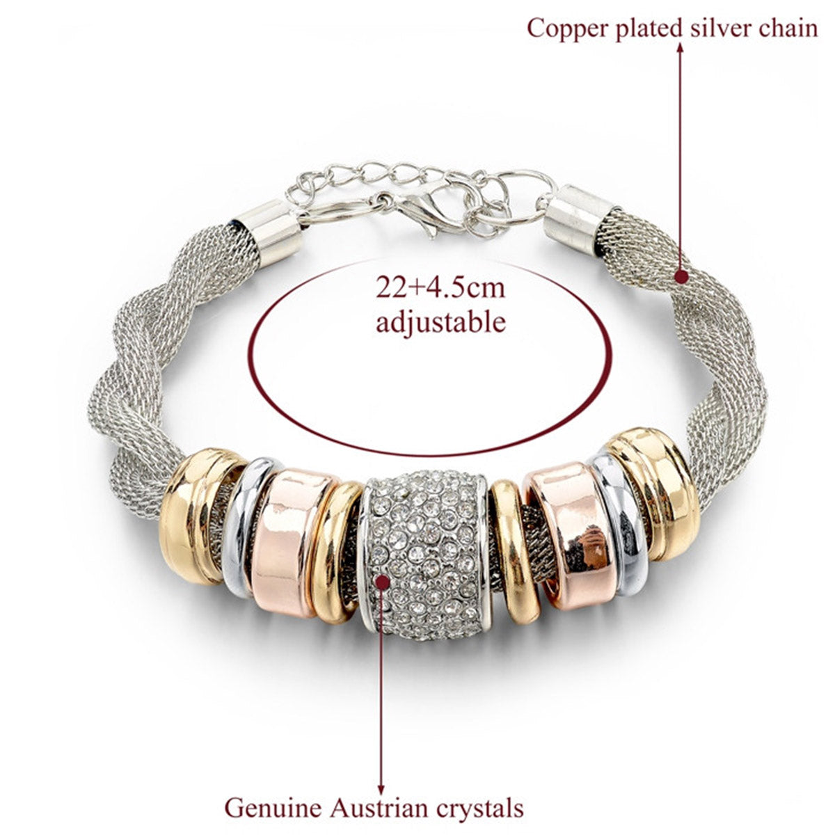 Entwined Silver Metal Bracelet