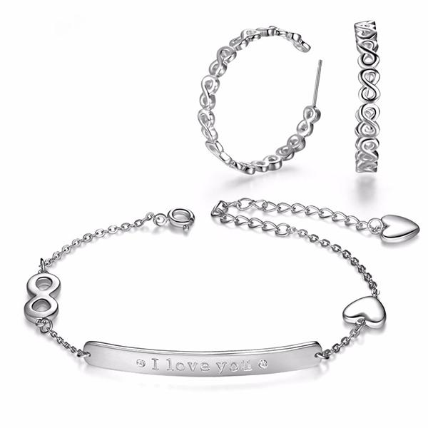 Infinite Love Bracelet and Earrings Set