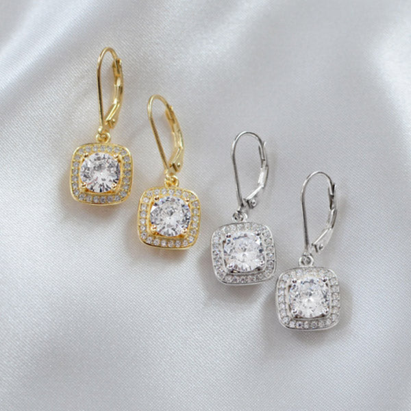 Classique Sterling Silver Radiant CZ Drop Earring