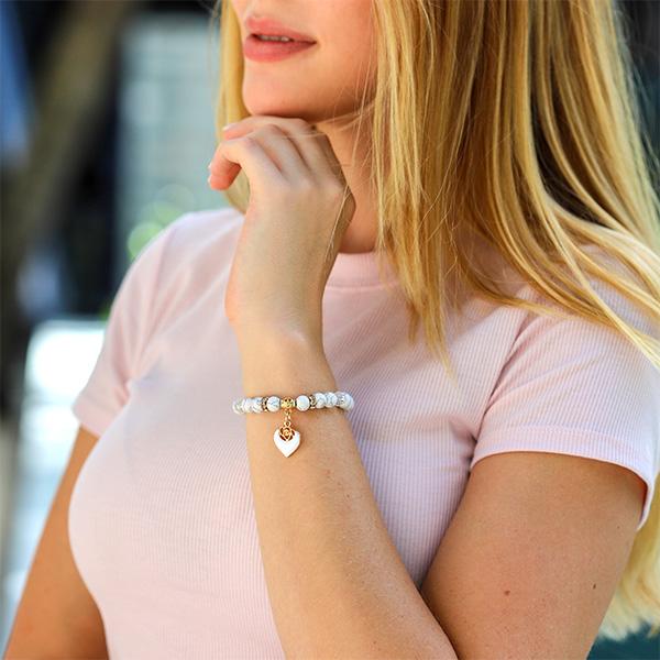 Aphrodites Window Box - White Rose Beaded Bracelet