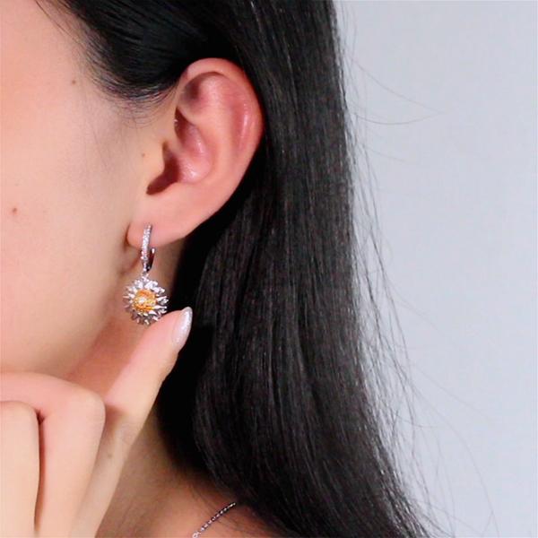 Brilliant Sunflower Pave Mini Hoop Earrings