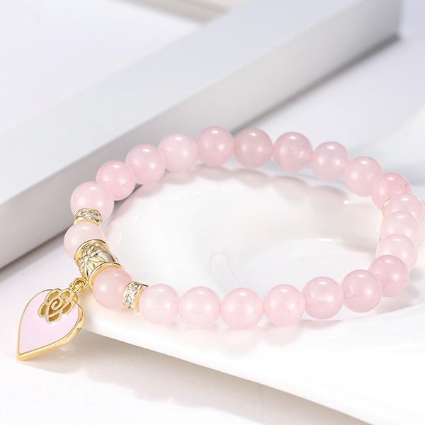 Pink Rose Beaded Bracelet