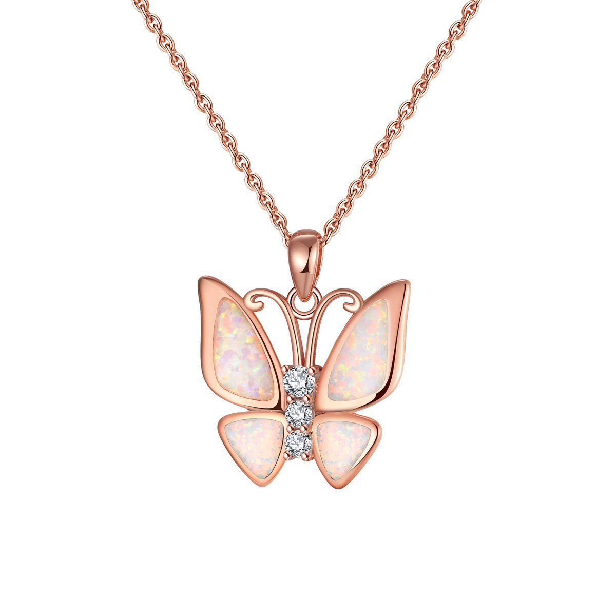 Butterfly Wings - Fire Opal Butterfly Necklace