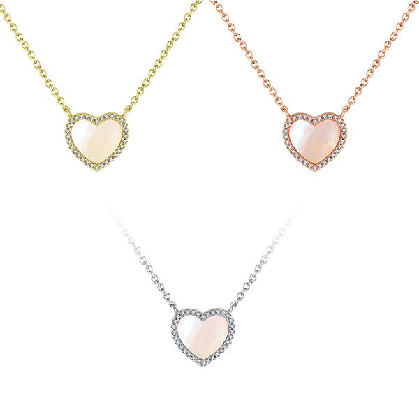 Pink Satin Pave Sweetheart Necklace