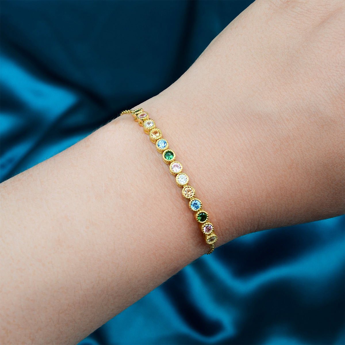 Over The Rainbow Bezel Slider Bracelet