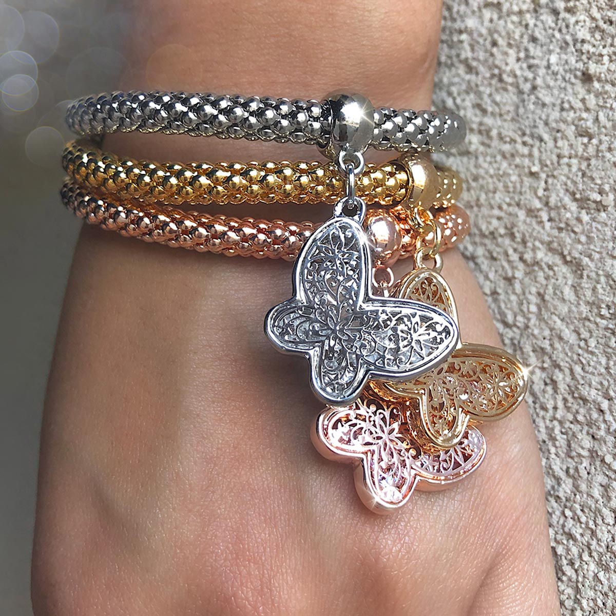 Butterfly Charm Bracelet with Austrian Crystals