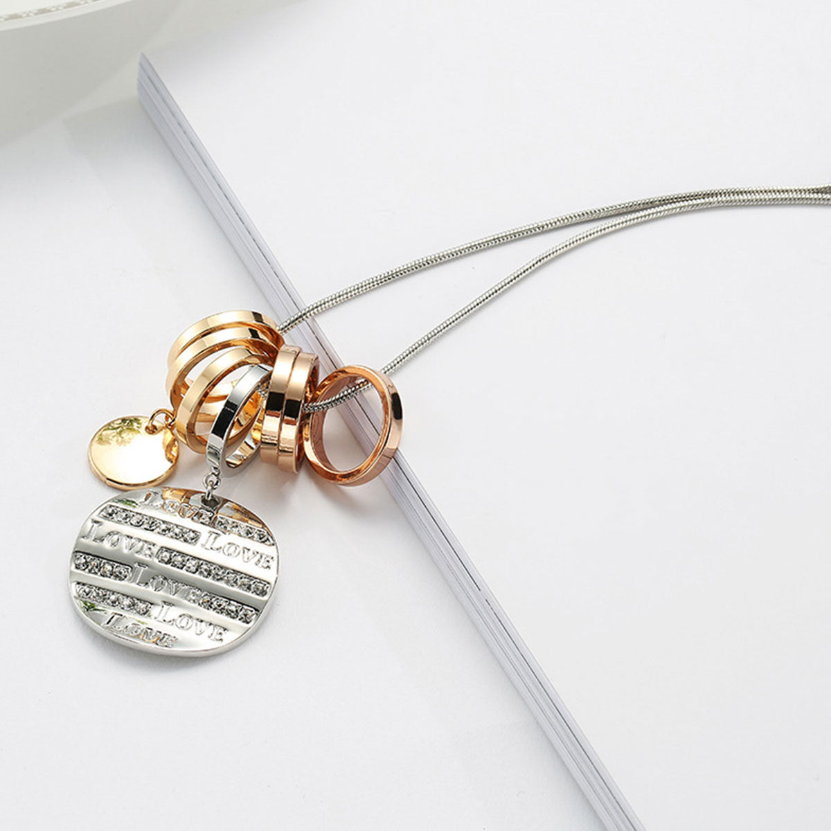 Love Crystal Tag Necklace & Crystal Heart Tag Charm Bracelet