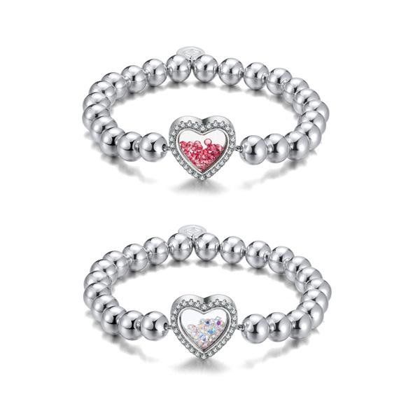 Shimmering Heart Crystal Shaker Bracelet
