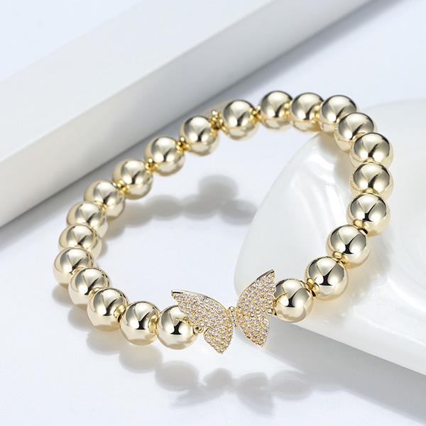 Glitz and Glam Pave Butterfly Beaded Bracelet