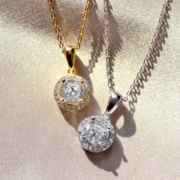Classique Sterling Silver Halo Pendant Necklace