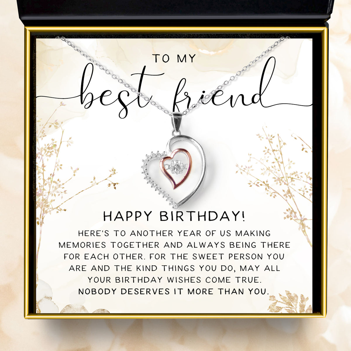 To My Best Friend, Happy Birthday - Luxe Heart Necklace Gift Set