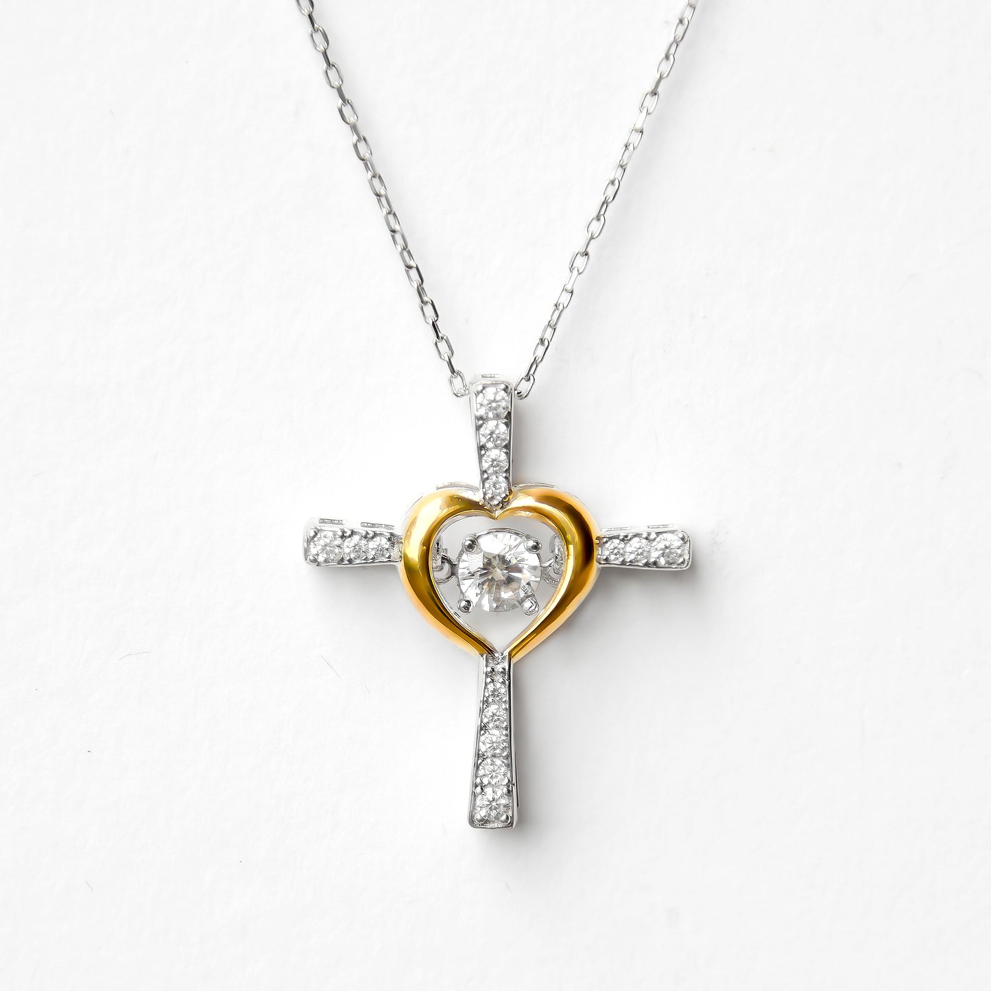 To a Wonderful Daughter, Loved and Cherished (Holiday Card) - Dancing Crystal Cross Necklace