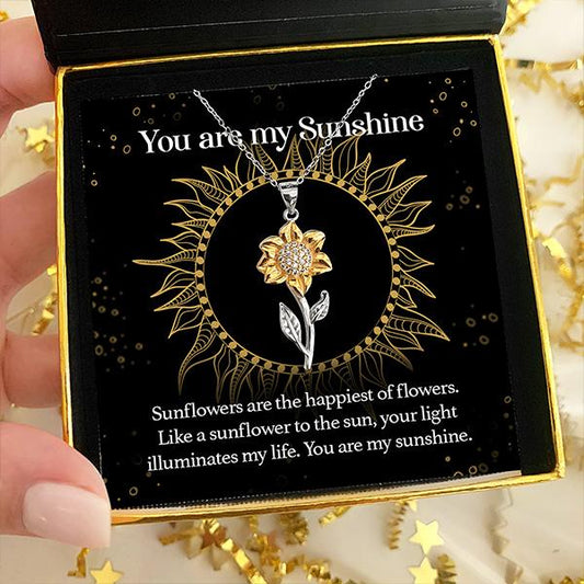 You Are My Sunshine - Golden Sunflower Pendant Necklace Gift Set